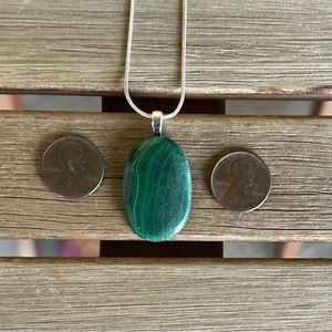 Malachite pendant with sterling silver chain